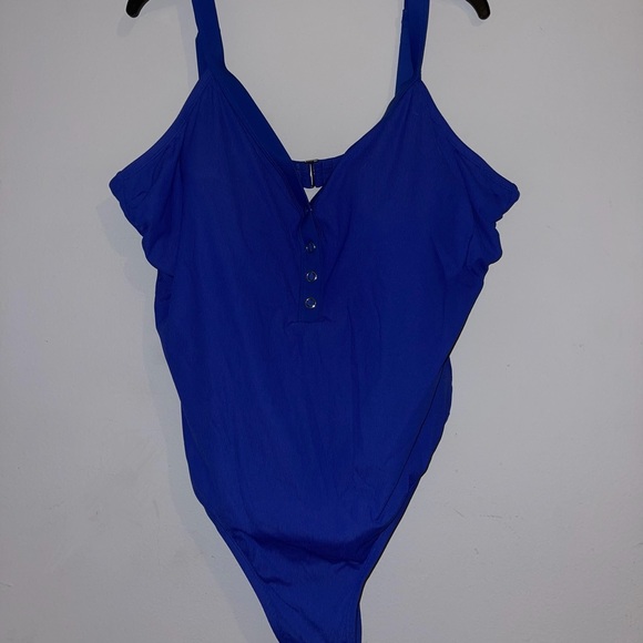 Xhilaration Cobalt Blue Ribbed One-Piece Swimsuit - Picture 1 of 5